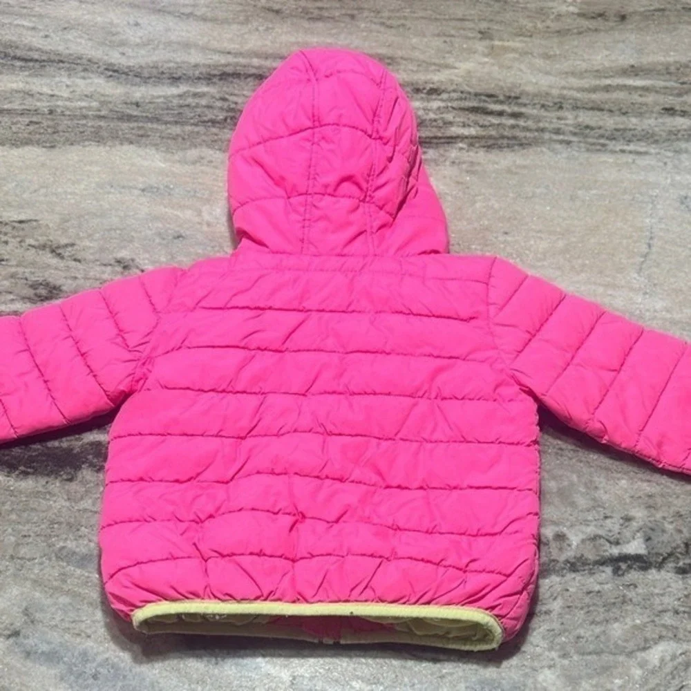 Nike Kids Pink Neon Lime Green Hooded Puffer Jacket Zip Up Coat 3T‎ A728-AA8